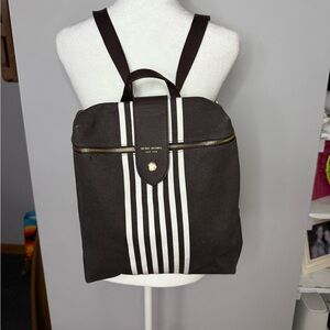 Henri Bendel Brown and white striped signature convertible Backpack